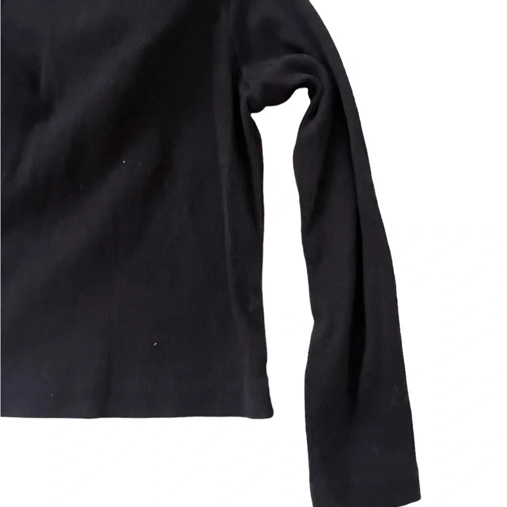 Zara | Black ribbed long sleeve polo shirt size 6